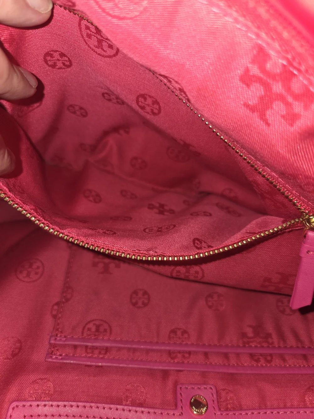 Tory Burch Quilted Logo Tote in Hot Pink/Cerise